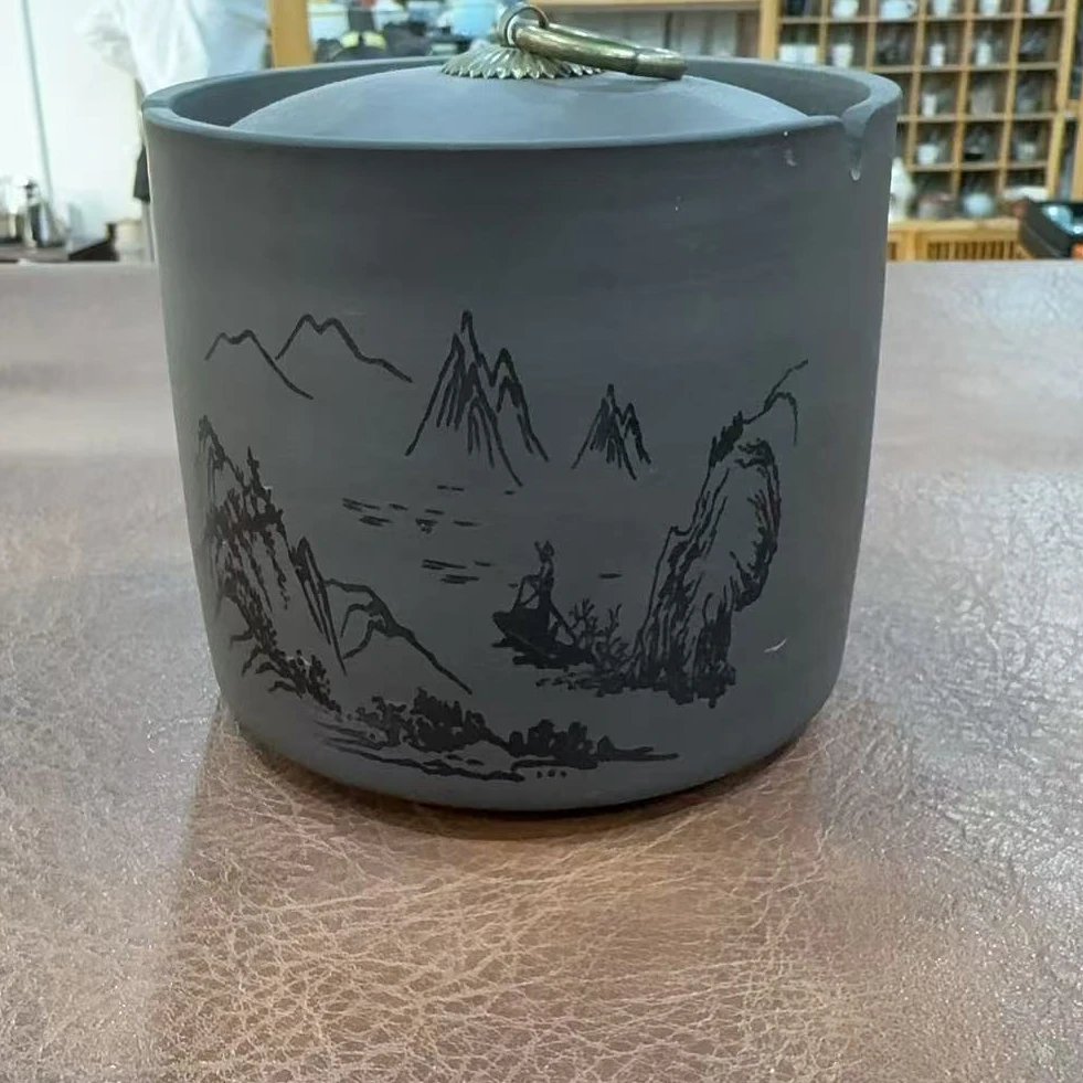 千里江山紫砂烟灰缸