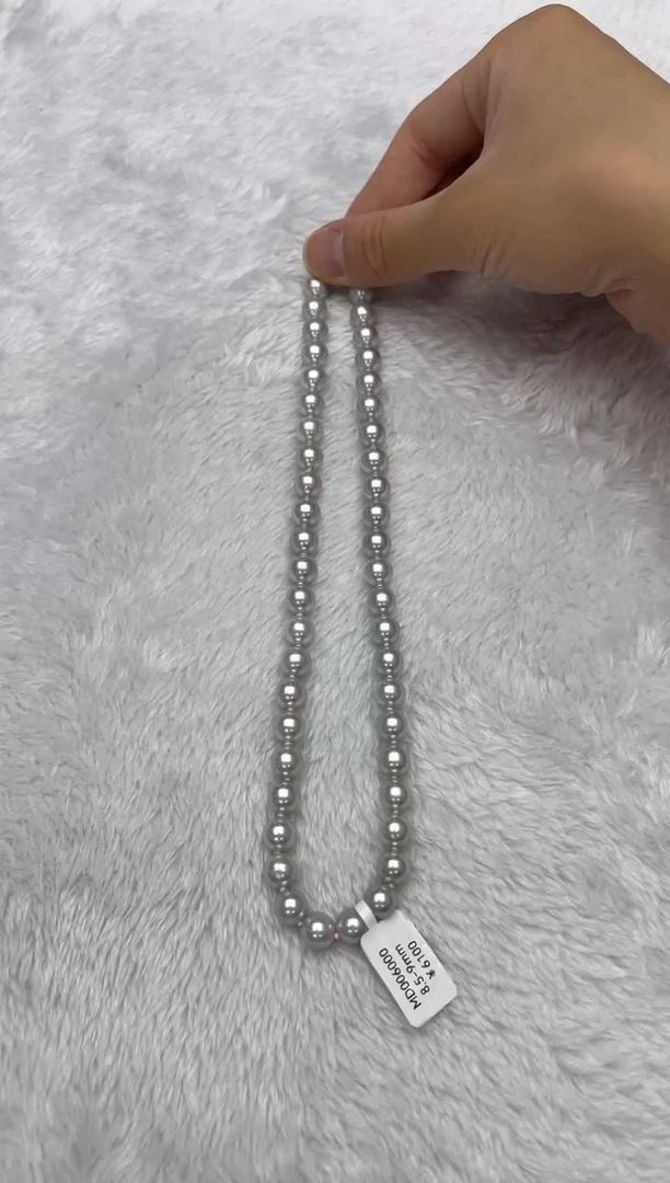 海水珍珠银S925镶嵌项链AK真多麻8.5-9mm（多样性发一）