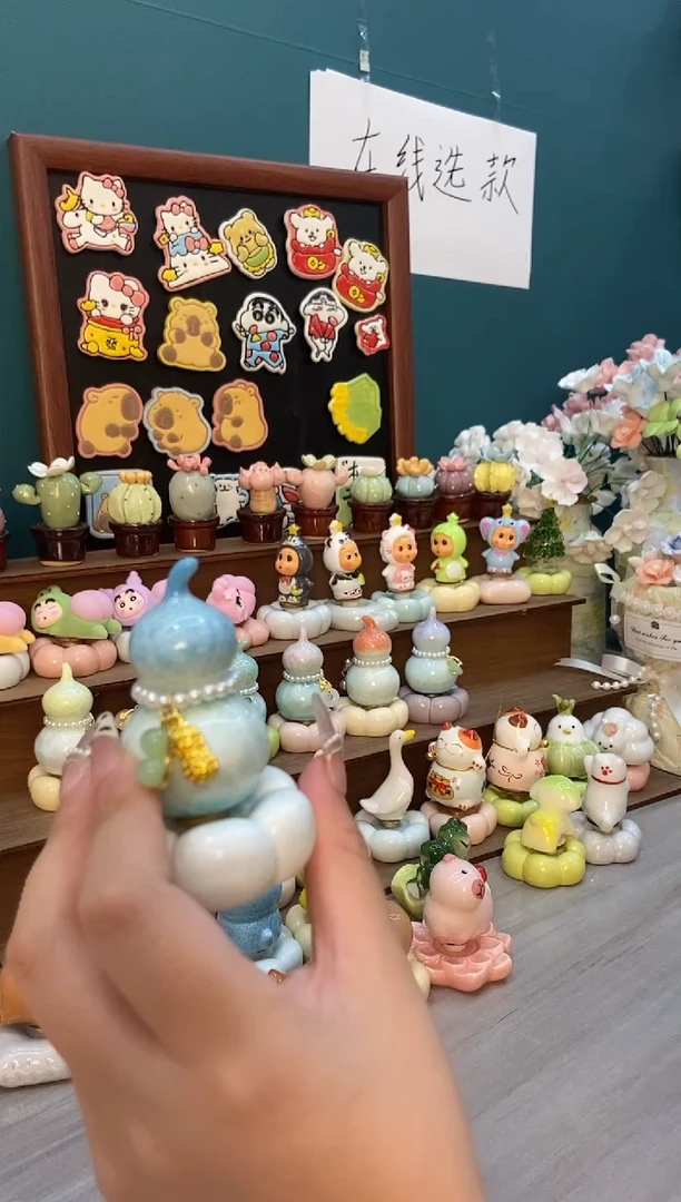 摆件陶天蓝葫芦景德镇陶瓷摆件1个装