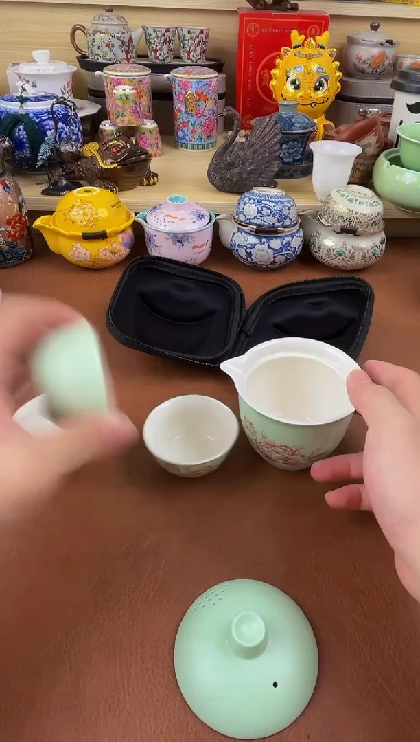 陶瓷茶具摆件旅行套组