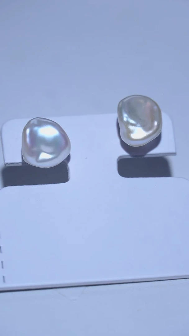 未镶嵌淡水珍珠耳钉蓝血巴洛克耳钉