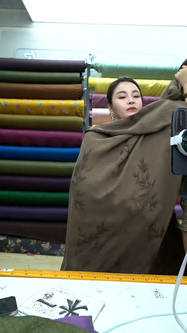 无纺布9号咖色竹叶图画铜氨丝1.5米