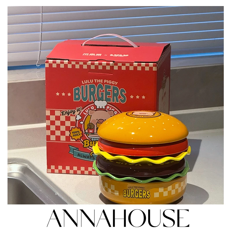 ANNAHOUSE LULU猪汉堡餐盘套装陶瓷餐盘家饰软装搭配套装ZXX
