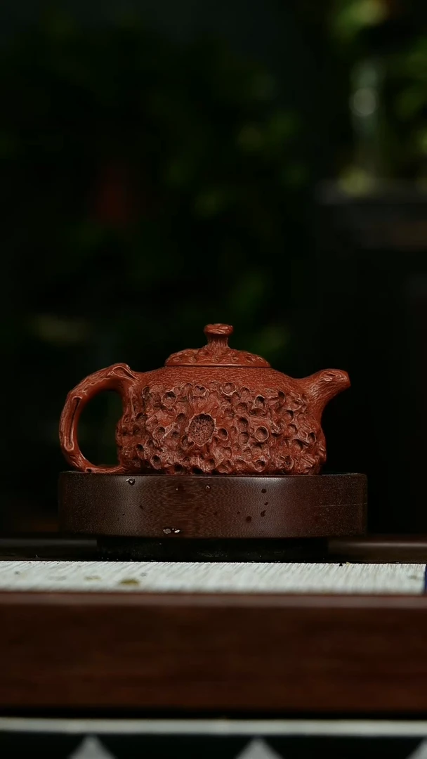 茶壶紫砂河****工g46朱泥供春壶*张红