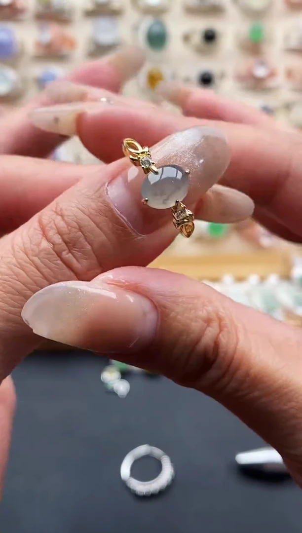 银S925镶嵌戒指翡翠天然缅甸翡翠11   7+