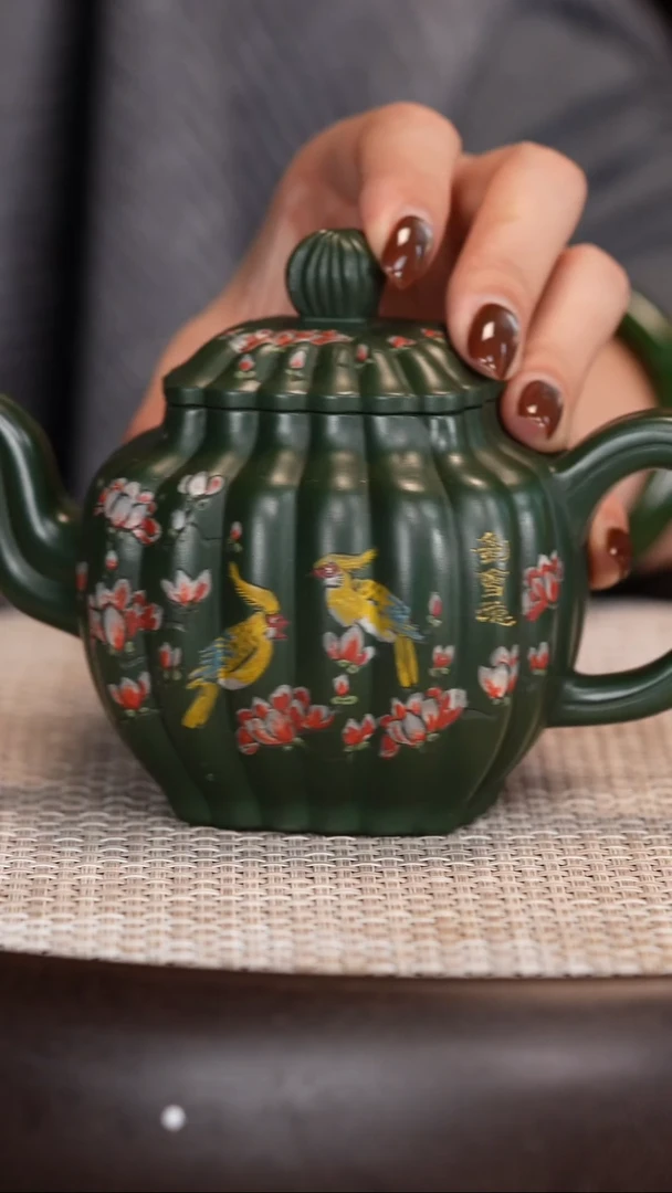 茶壶紫砂【鲍宜明】绿泥高四方   230CC