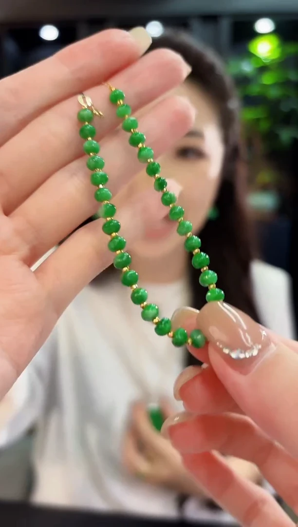 18K金镶嵌手链翡翠 缅料A货/支持复检/一件