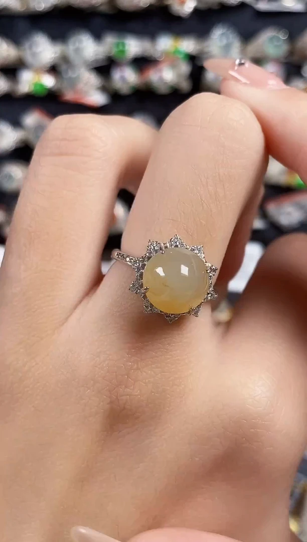 银S925镶嵌戒指翡翠天然A货翡翠163