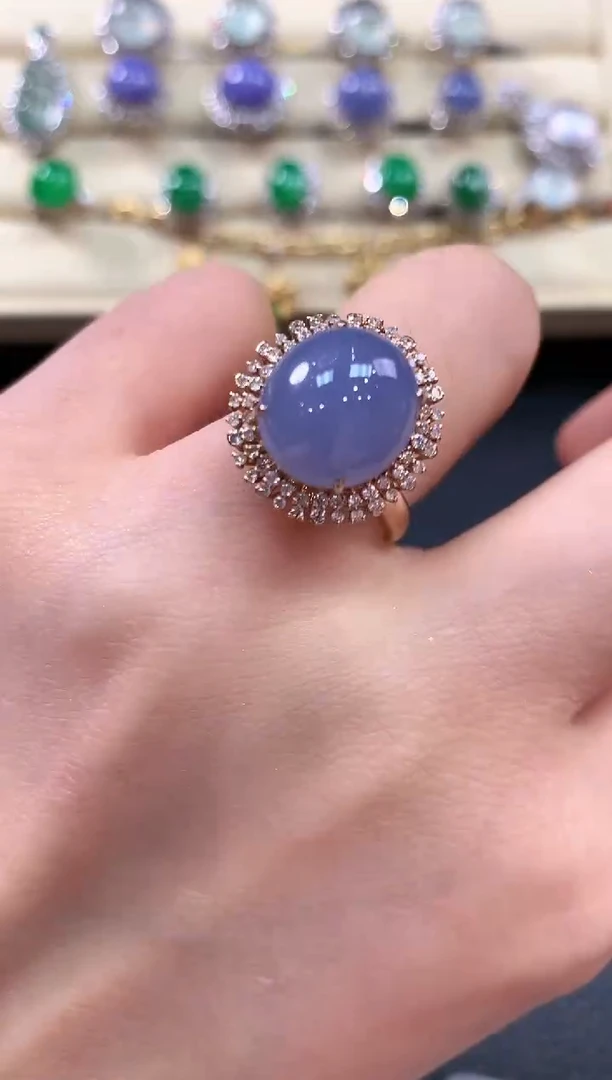 【闪购商品】翡翠戒指18K金镶嵌b198有色差