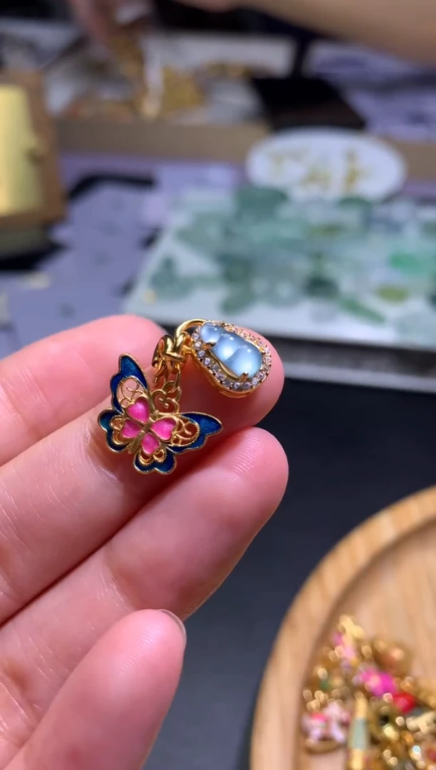 翡翠银S925镶嵌吊坠(不含链)净货