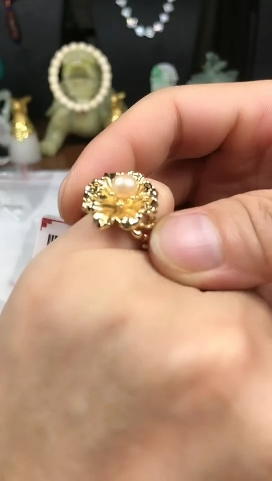 钛钢戒指淡水珍珠戒指