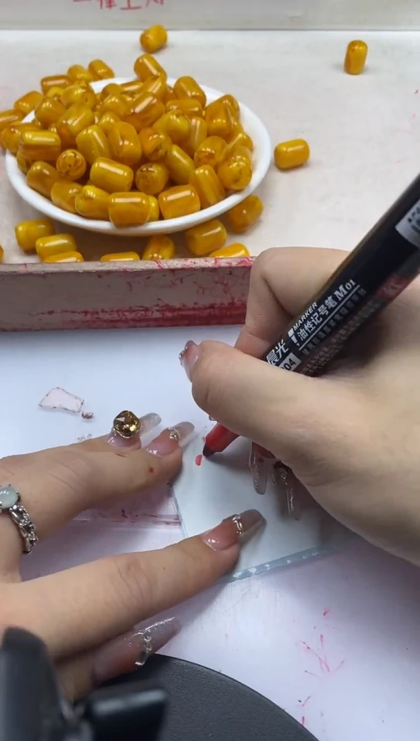 【闪购商品】蜜蜡颈饰未镶嵌w103蜜蜡白花蜡直切桶珠*3个