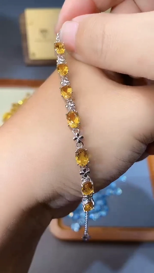 【闪购商品】黄晶手链银S925镶嵌11111