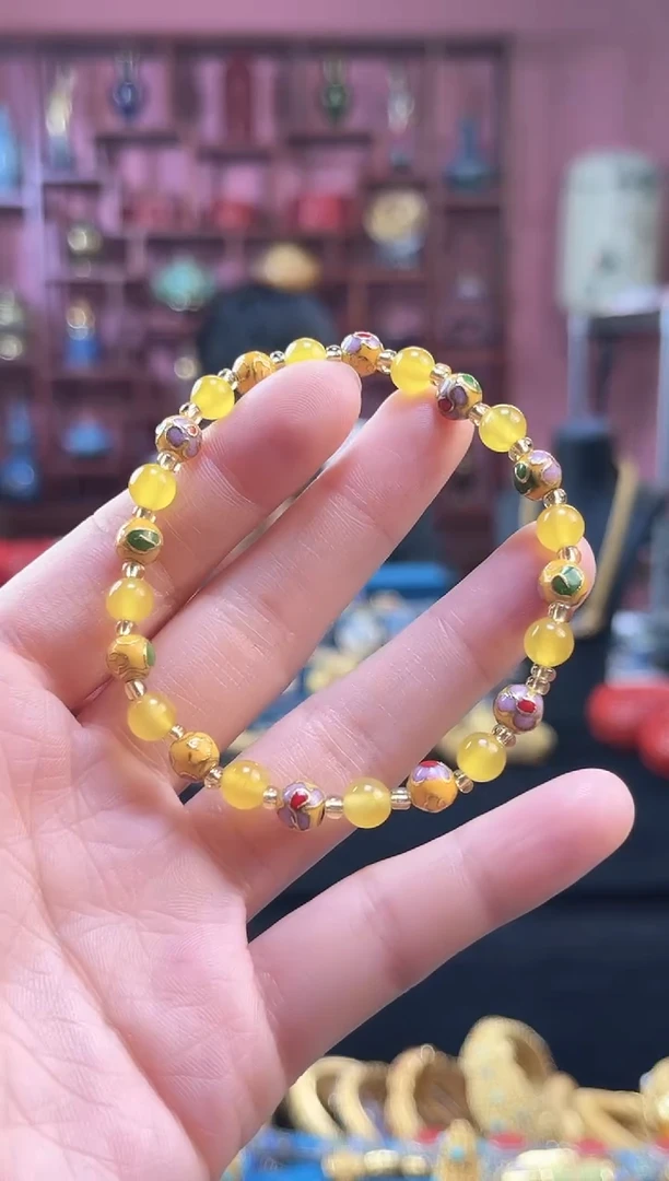 非遗 景泰蓝手串 黄色