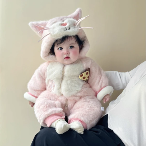 婴幼儿男女宝宝可爱连体衣加厚冬装哈衣爬服新生儿超萌外出抱衣