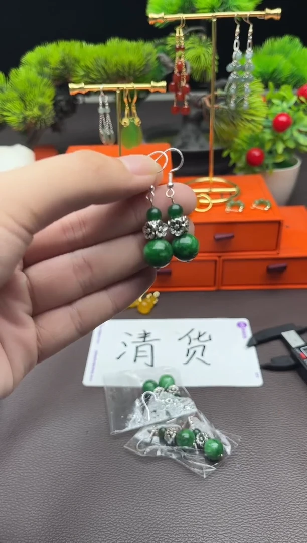 玛瑙/玉髓耳饰银S925镶嵌413