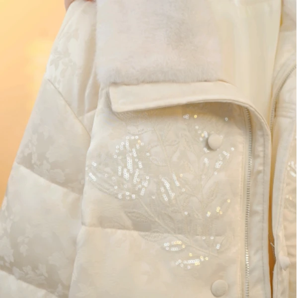 【新年必备】X9406新款高端专柜提花刺绣羽绒服外套 闪闪