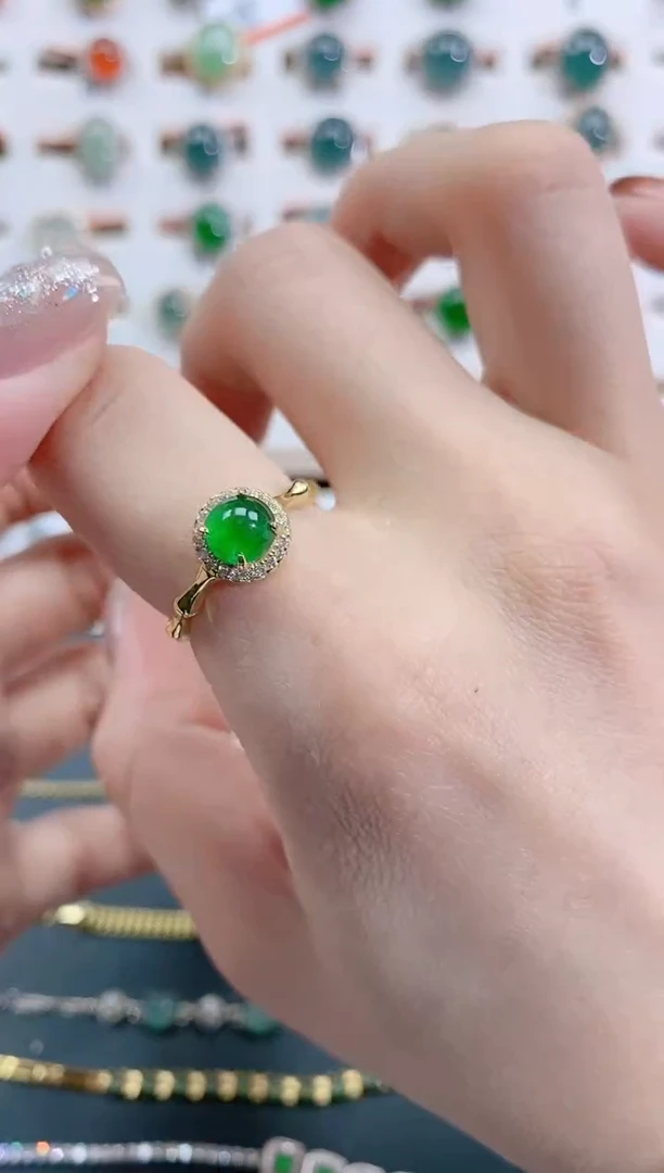 银S925镶嵌戒指翡翠天然翡翠