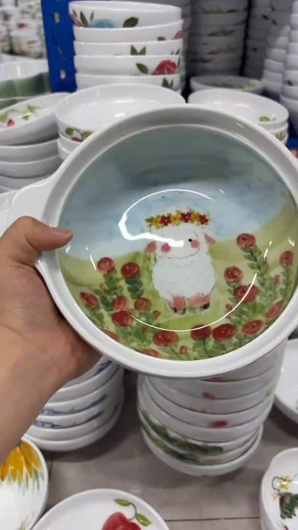 景德镇手绘釉中彩（食品级）带盖泡面碗
