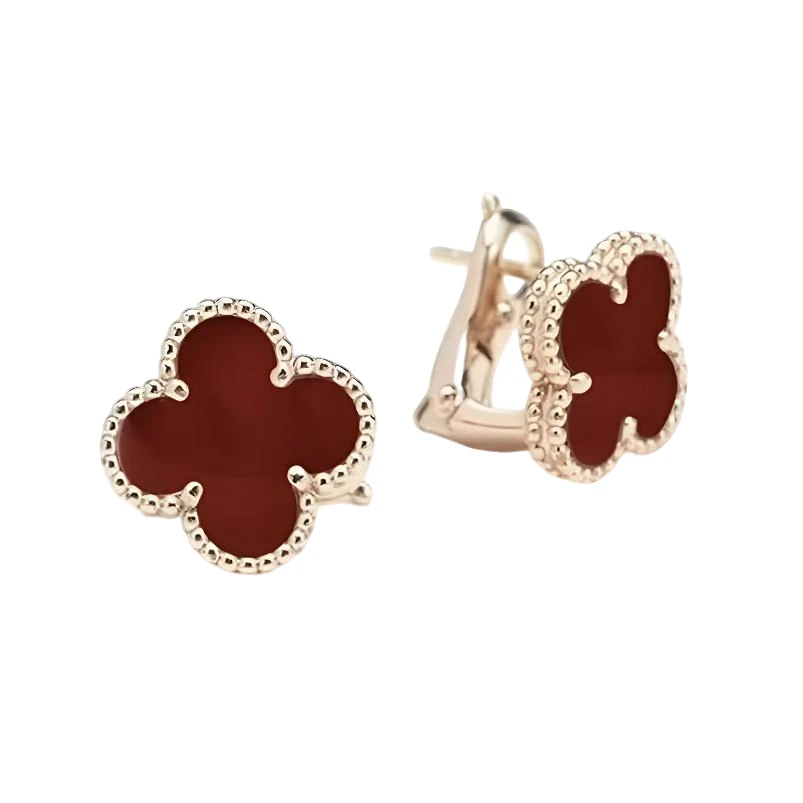 钛钢贝壳耳饰 贝壳耳饰 高定V金 四叶草耳饰耳拍经典时尚百搭