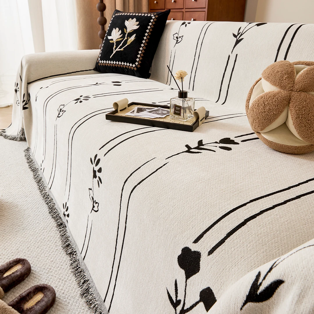 沫言四季通用雪尼尔沙发巾