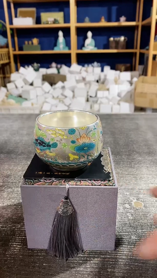 【闪购商品】其他周鸿杰鱼藻纹大号鎏银杯礼盒装