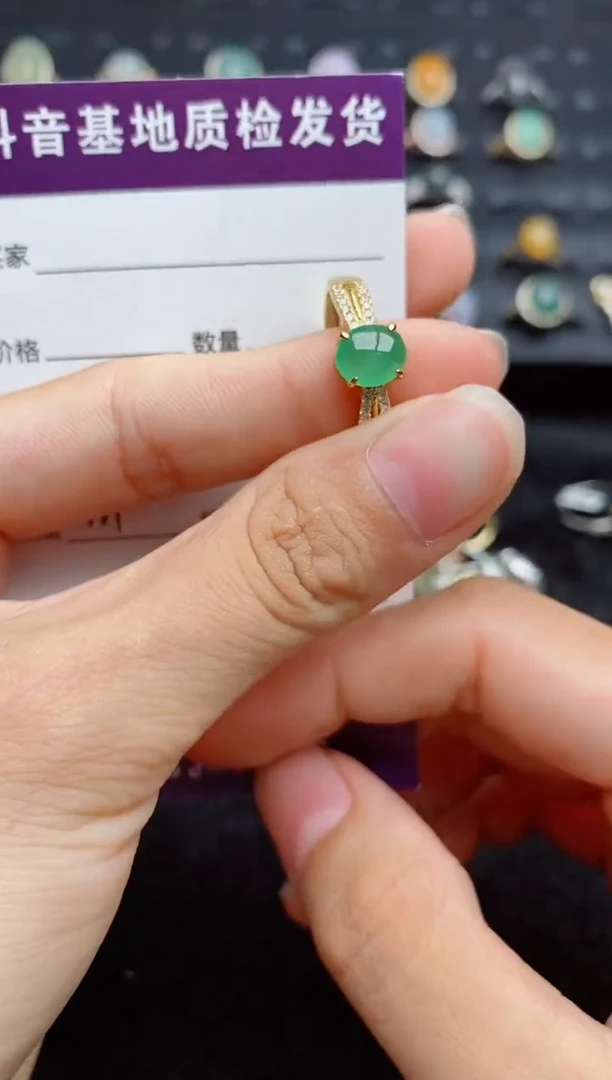银S925镶嵌戒指翡翠佛*...