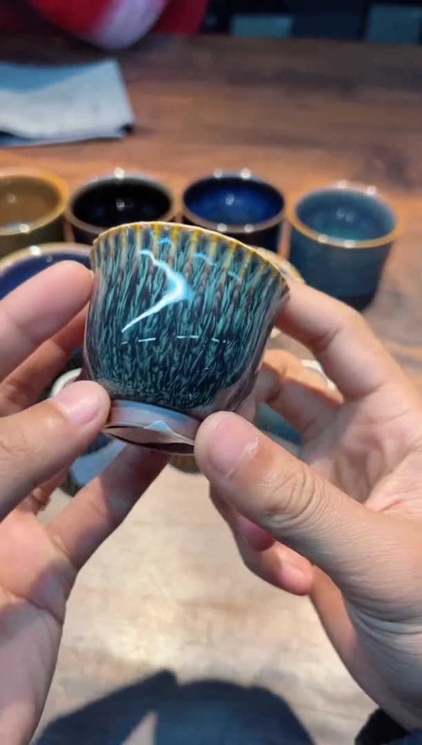 【闪购商品】范泽锋 小花口品杯 绿鹧鸪