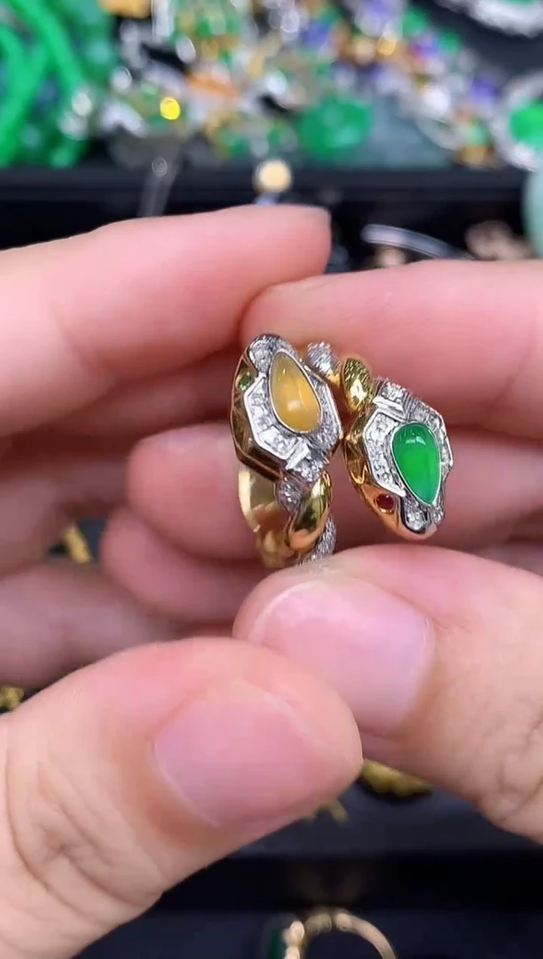 18K金镶嵌戒指翡翠460-春日珠宝