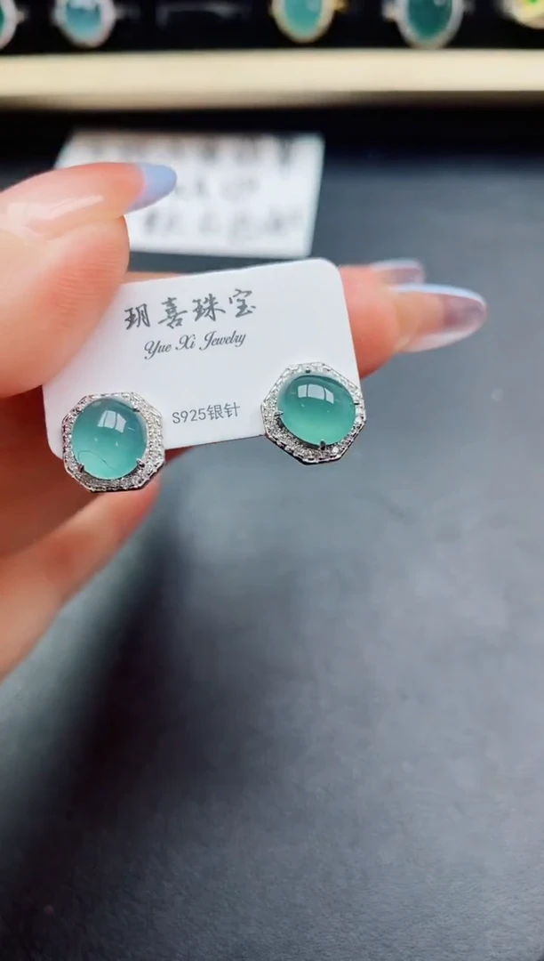 翡翠戒指银S925镶嵌231321