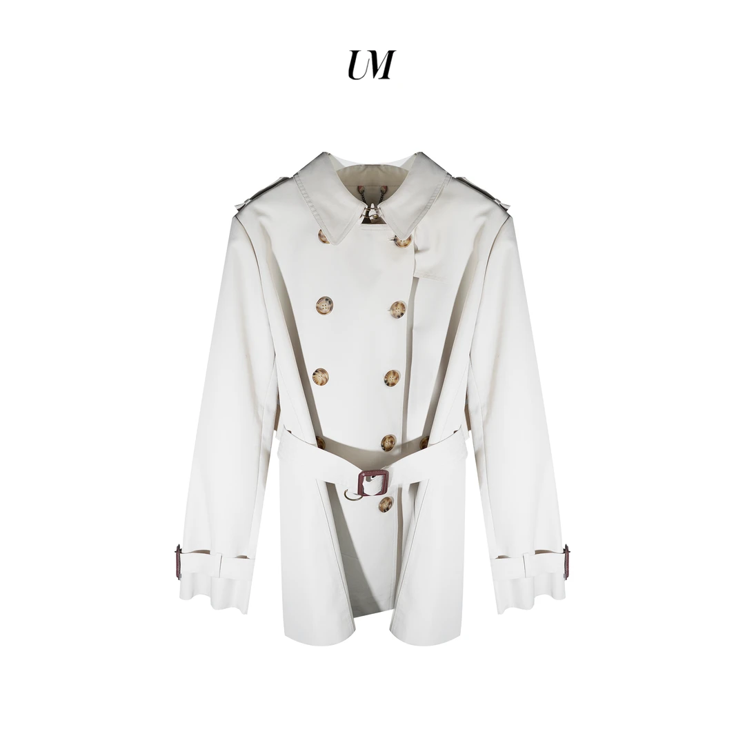 【U.M】经典女士短款风衣2F6185外套卡其色