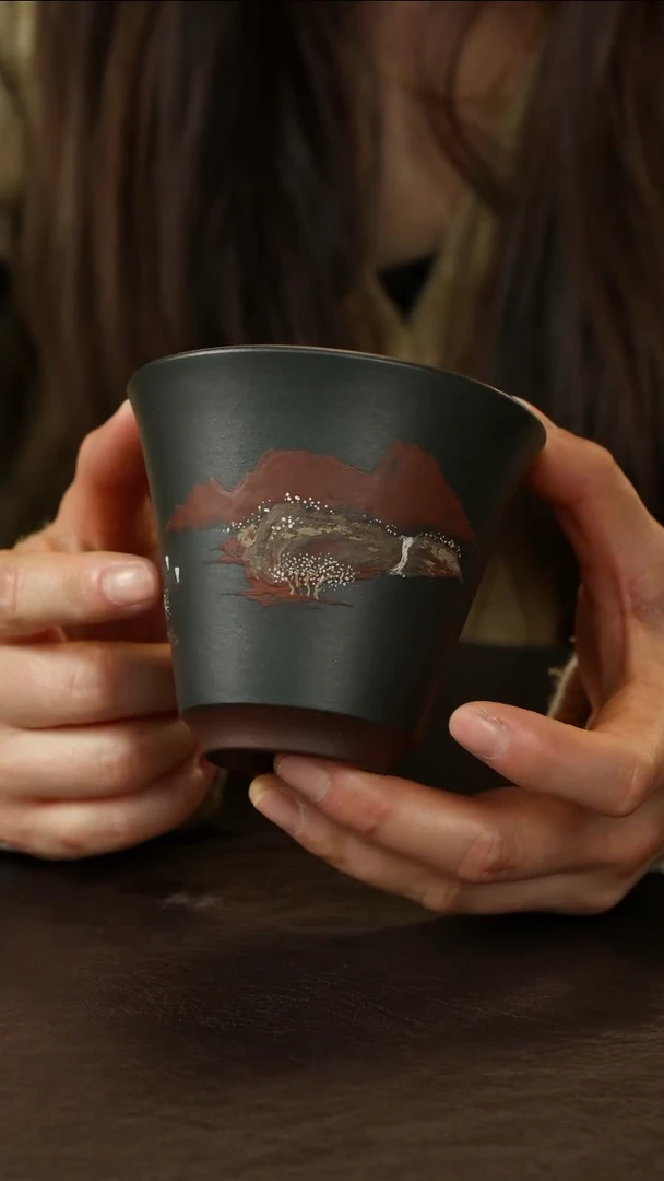 茶壶紫砂 紫泥胎体 绿泥粉浆 主人杯200cc