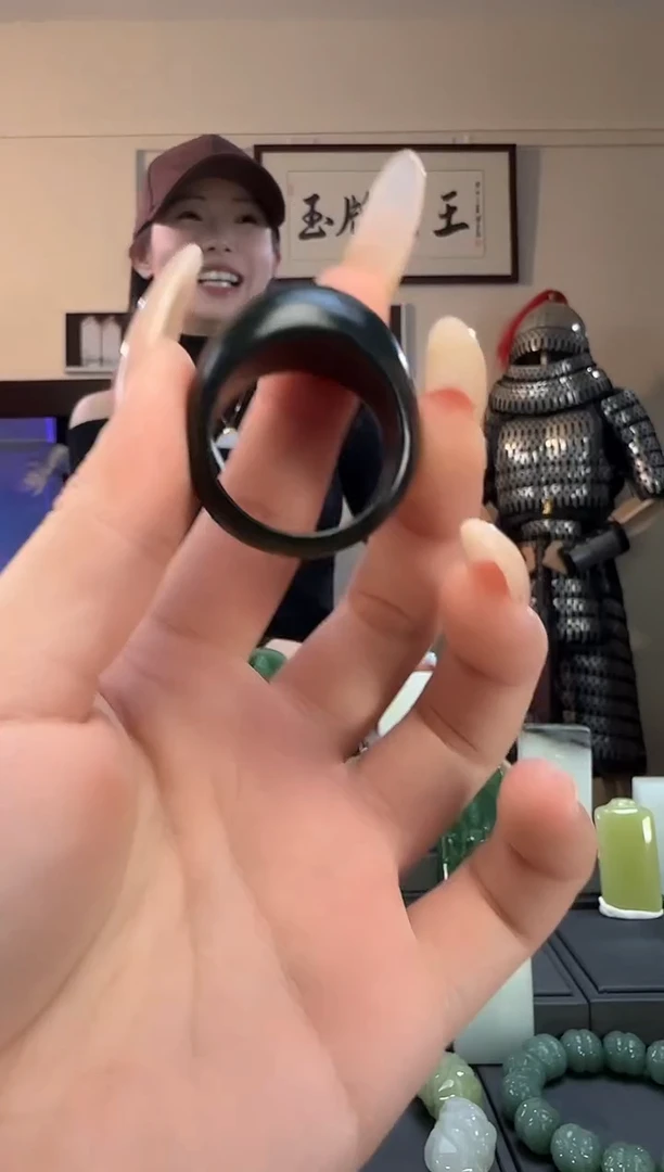 颈饰未镶嵌和田玉青玉戒圈20-22