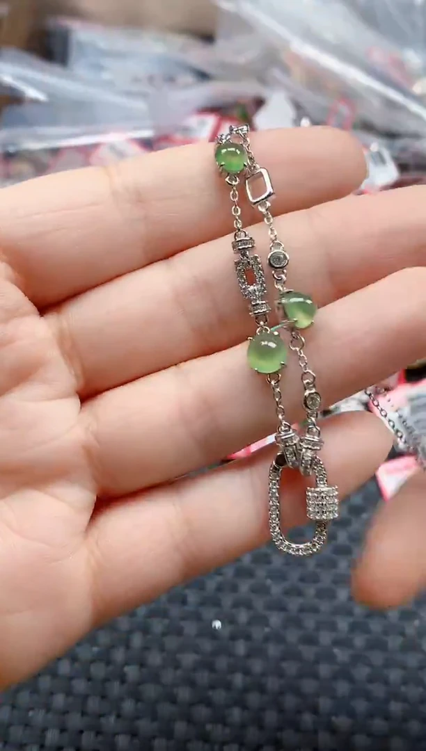 银S925镶嵌戒指翡翠天然A货缅甸翡翠