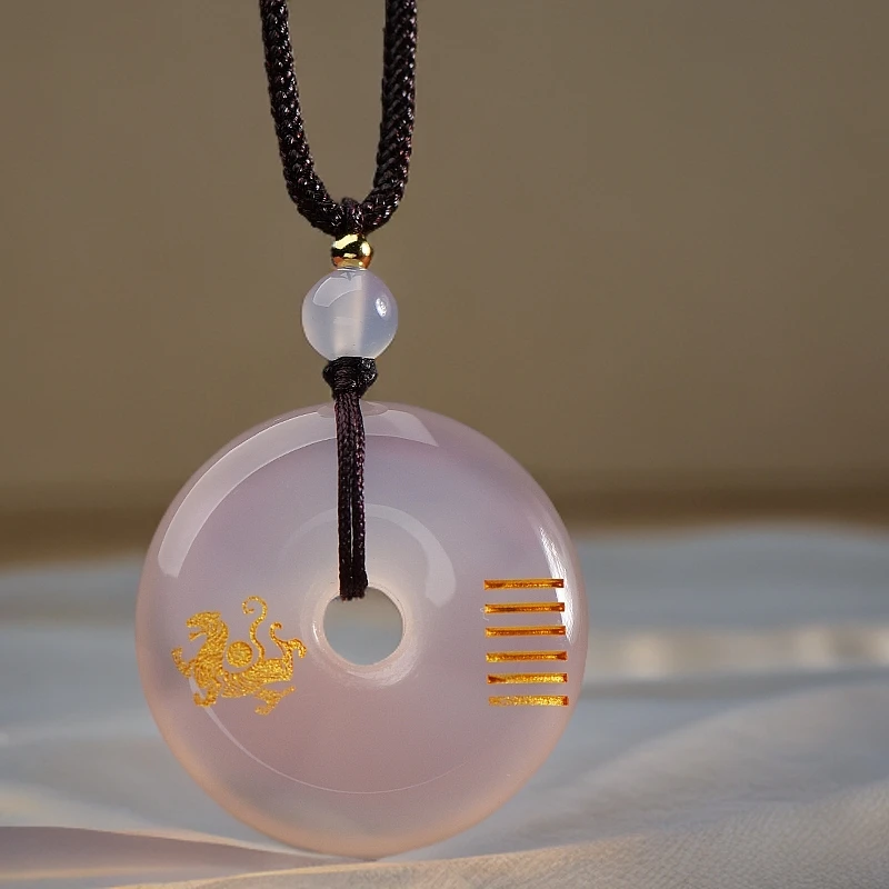 五行卦属金的饰品白玛瑙缺金补金平安扣吊坠乾为天钥匙扣挂件男女