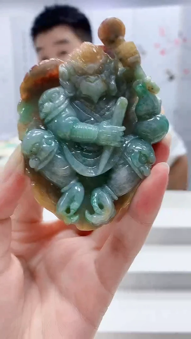 定制翡翠未镶嵌5028zm-毛货挂件配底座273