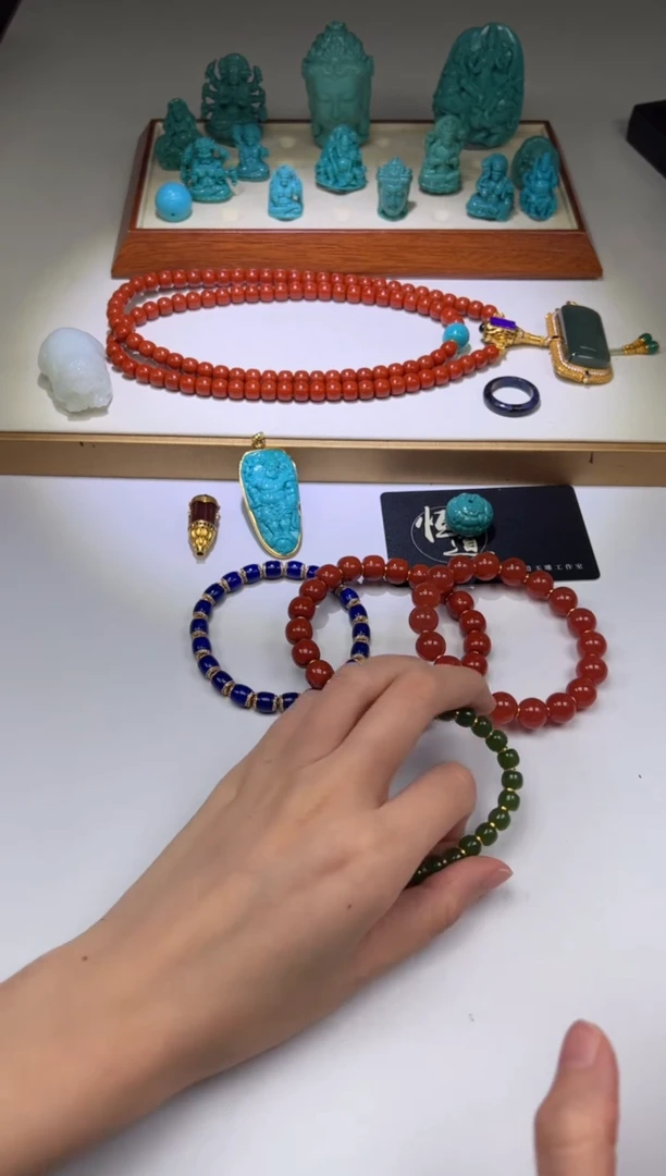 南红玛瑙手串手串18K金镶嵌手串手串