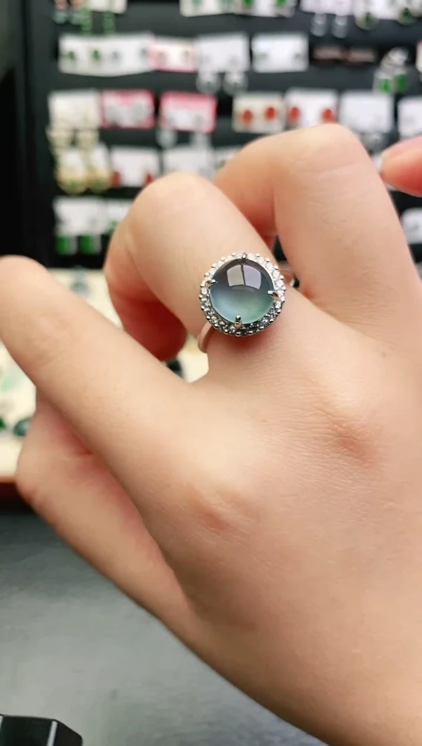 翡翠戒指银S925镶嵌0