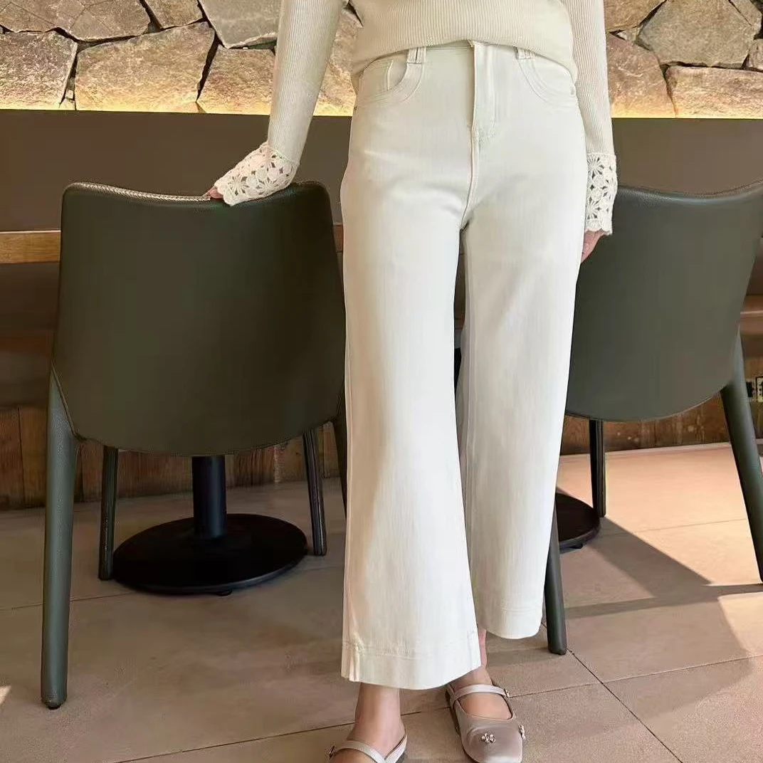 春夏小个子脚口开叉宽松直筒裤67361