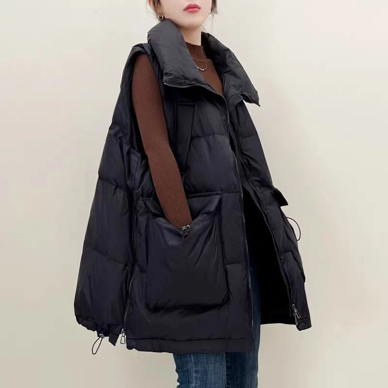 2533韩版中长款大口袋马甲