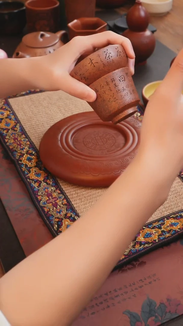 茶杯紫砂见素紫砂 桃花泥茶漏加杯子