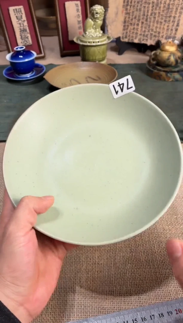 瓷片Y****o741茶青色锅盘1个