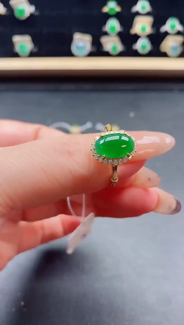 银S925镶嵌戒指翡翠1