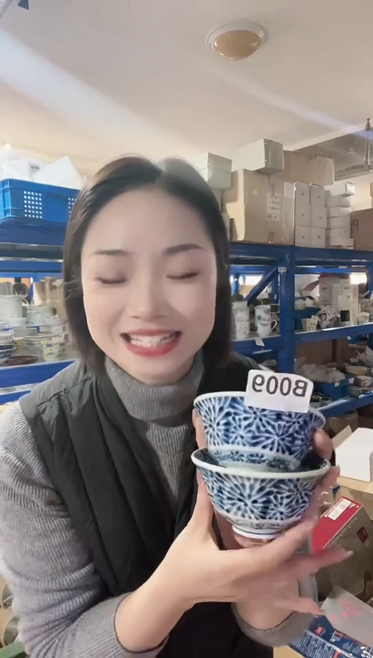 【闪购商品】瓷片日本瓷器11.5cm碗两只肖唐草B009