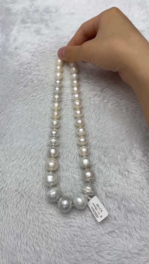 海水珍珠银S925镶嵌项链澳白11-19mm