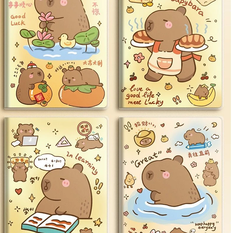 卡皮巴拉超厚笔记本水豚日记初高中生防水胶套本作业本A5笔记本