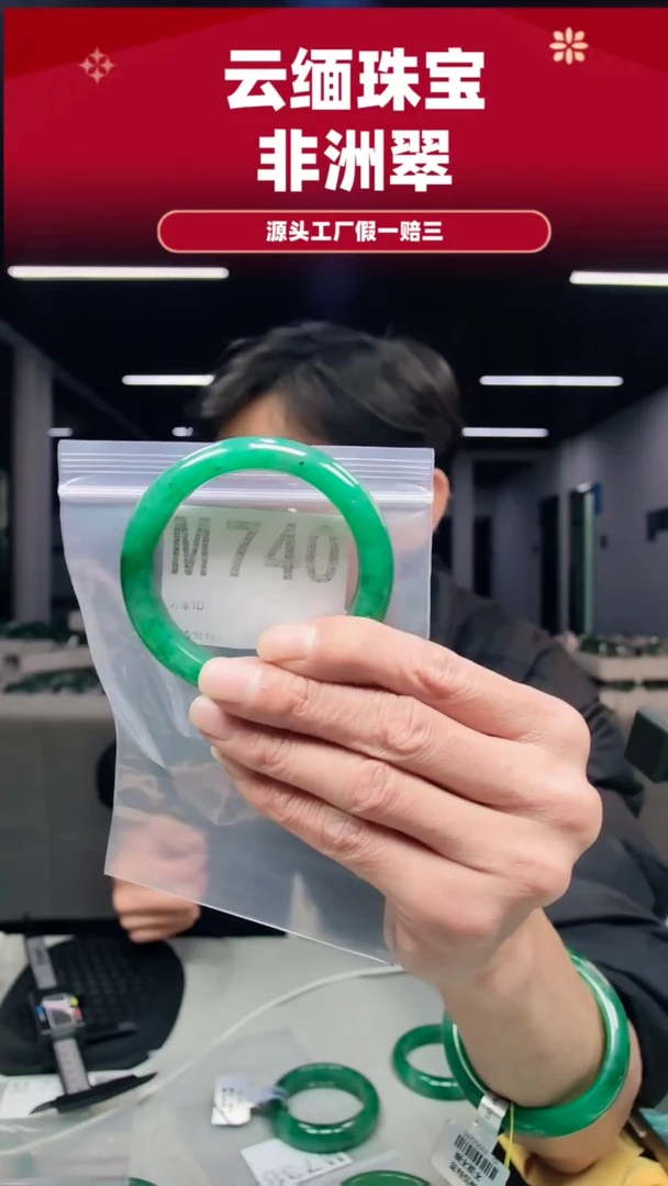 未镶嵌手镯石英质玉（非洲翠）54圈口M740