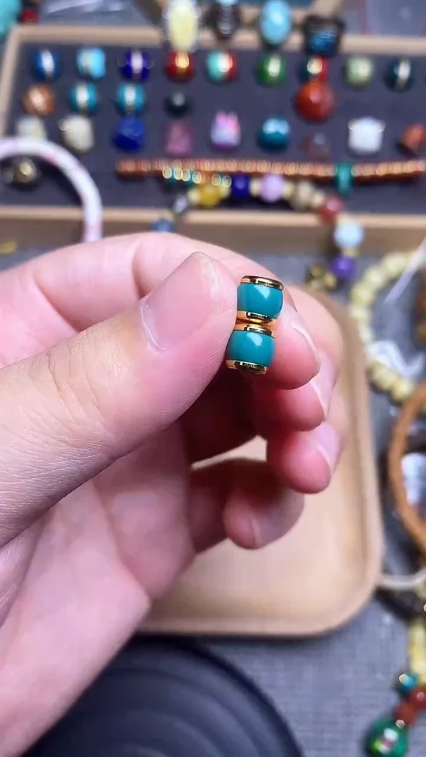 手工艺品琉璃精工镶嵌老油绿汉堡卡6+mm 一对发