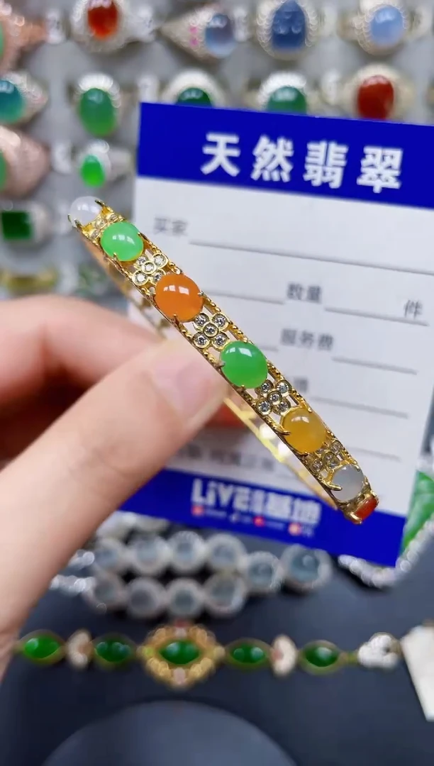 银S925镶嵌手镯翡翠411
