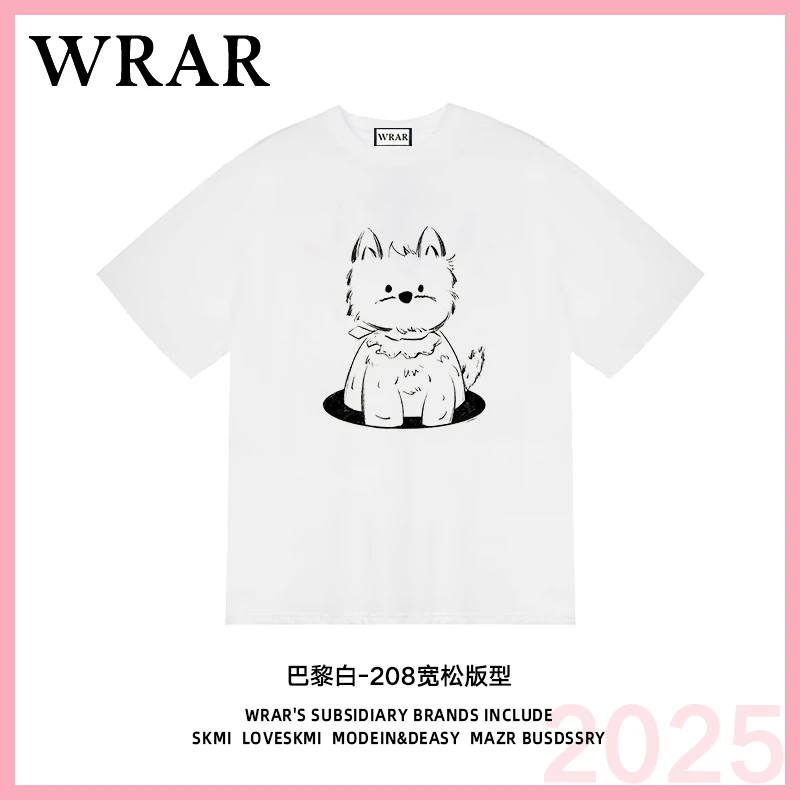 【黑洞小猫】新品潮流夏季透气宽松T恤白色休闲情侣春夏个性印花